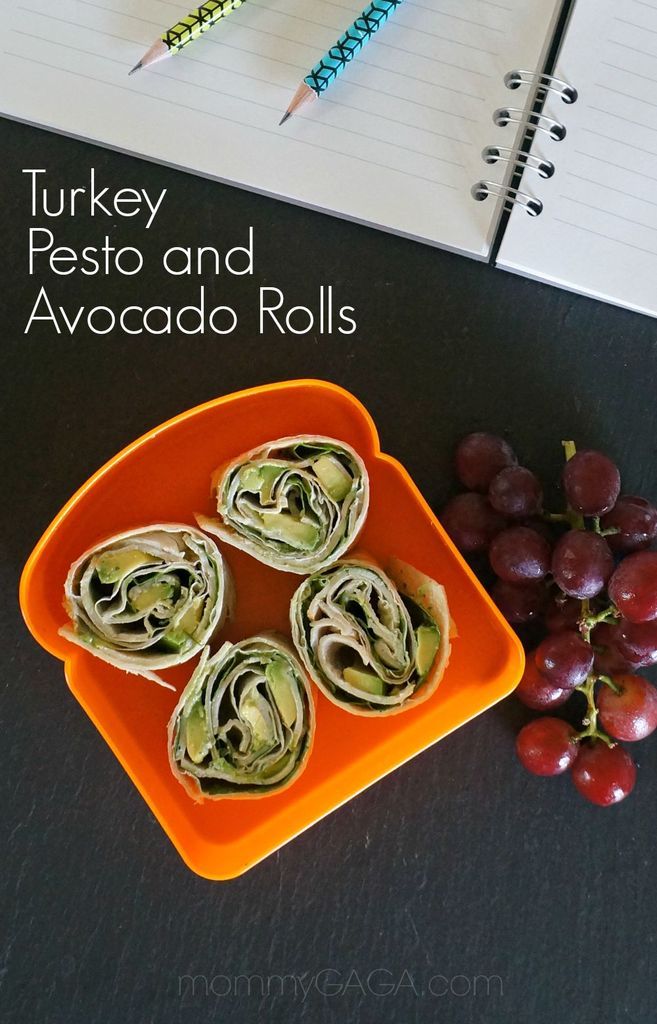 Nut free school lunch ideas: Turkey, Pesto and Avocado Rolls | Mommy Gaga