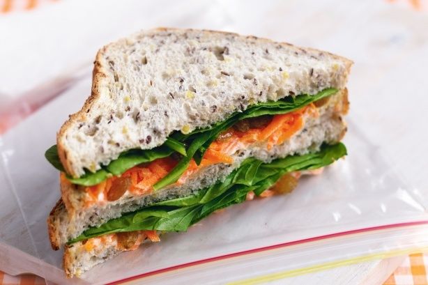 Nut free school lunch ideas: Cream Cheese, Carrot and Sultana Sandwich | Taste.au.com