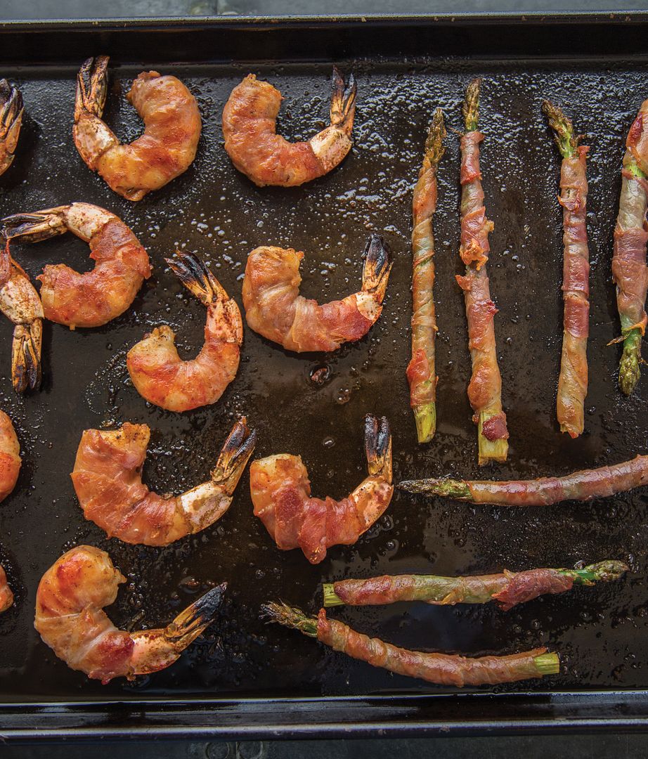 Katie Workman cookbook: Proscuitto Wrapped Shrimp from Dinner Solved!