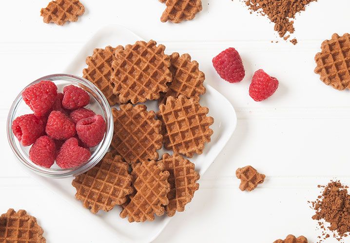 Mini cocoa Belgian Waffles from NatureBox are the perfect sized treat for a lunchbox or sweet snack. 