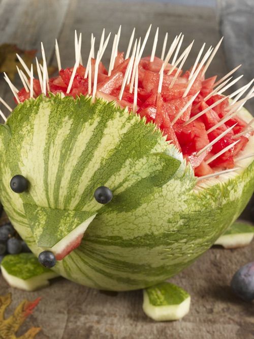 Hellow Watermelon Hedgehog!  Cute way to serve fruit for a party that feels as fun as the sweeter stuff