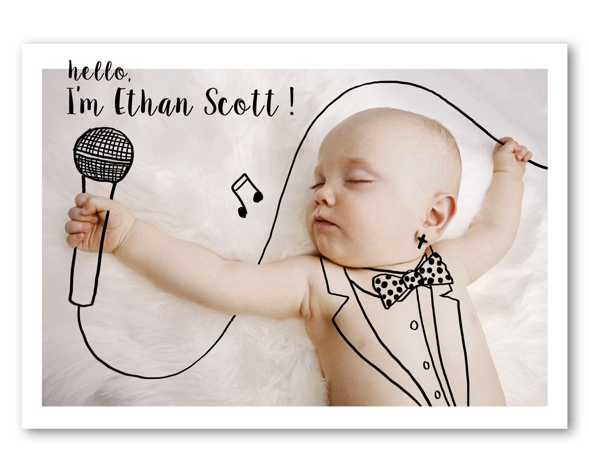 Todd Borka takes your baby photo and illustrates it to create the cutest custom birth announcements