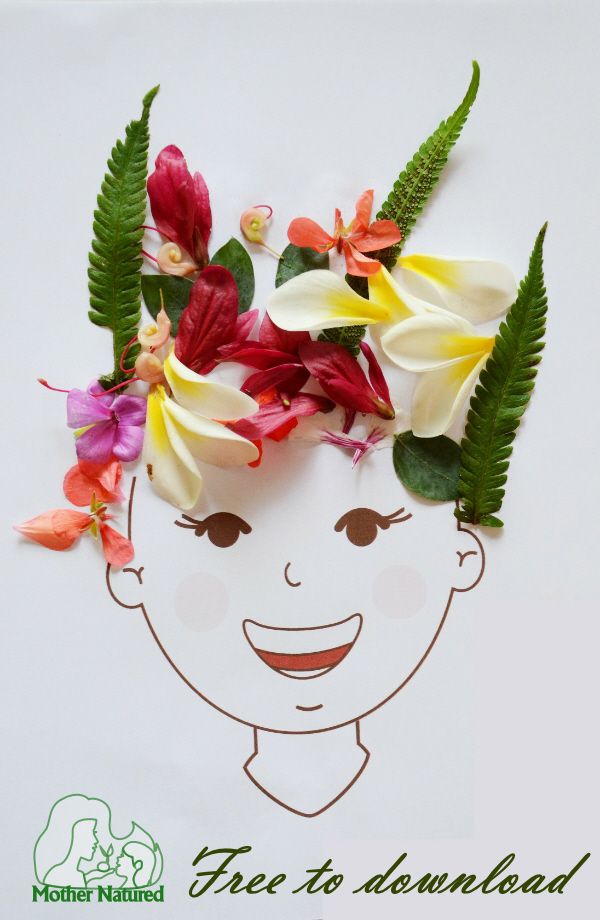 Free floral crown printables with boy and girl faces at Mother Natured