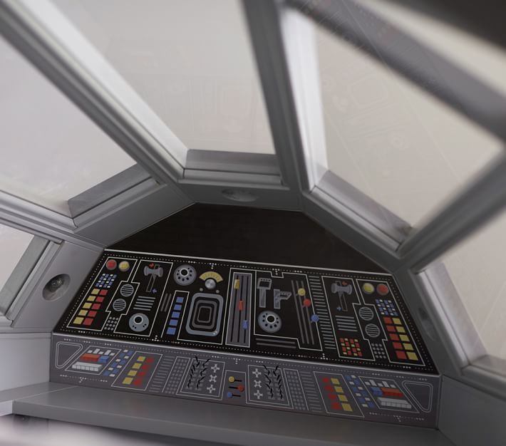 the PBK Star Wars Bed for kids features cool interior controls