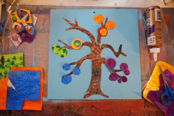 Fall nature crafts for preschoolers: Help them learn their colors with this color wheel tree craft by That Artist Woman