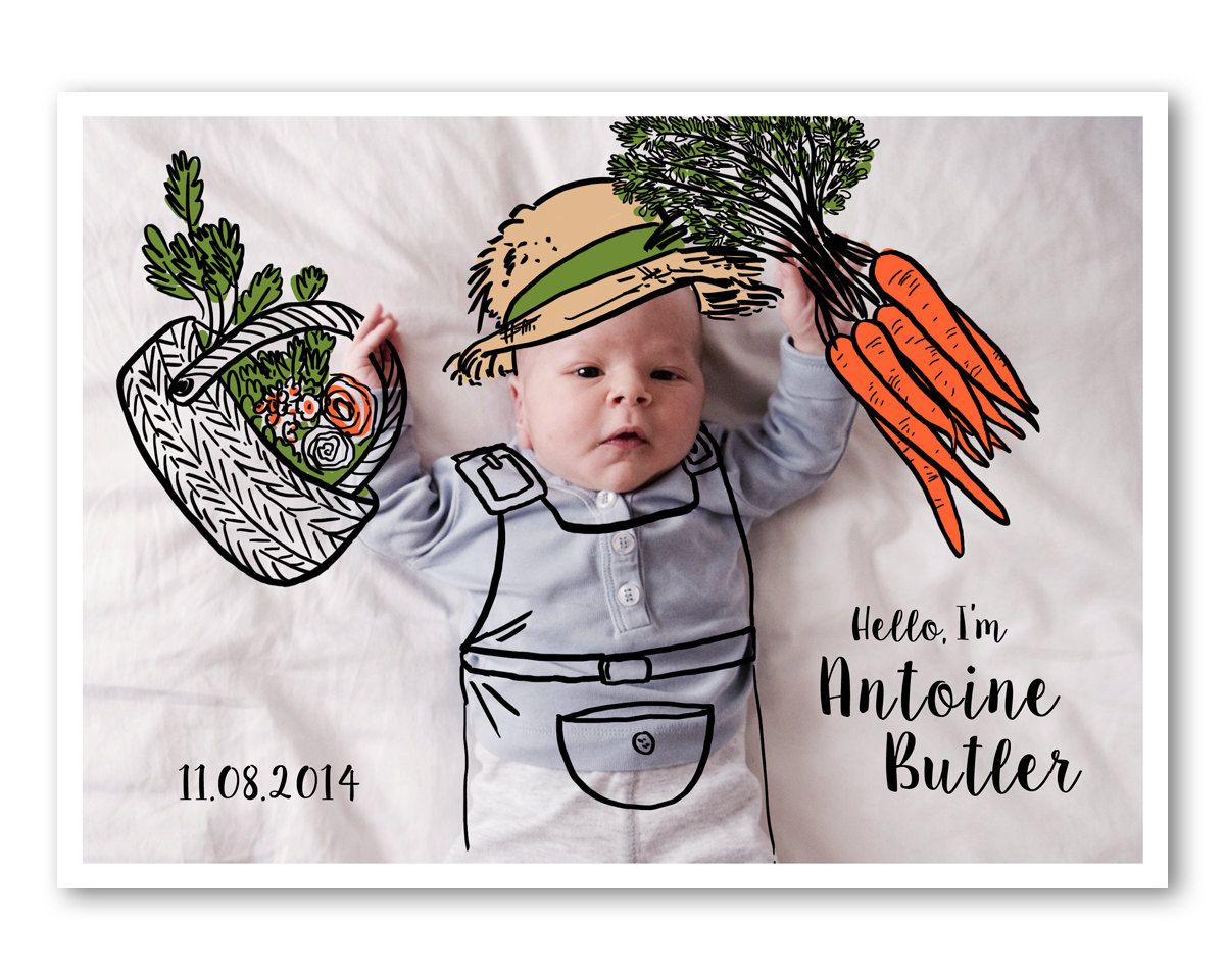 Todd Borka makes the cutest custom illustrated baby birth announcements, and it's so affordable!