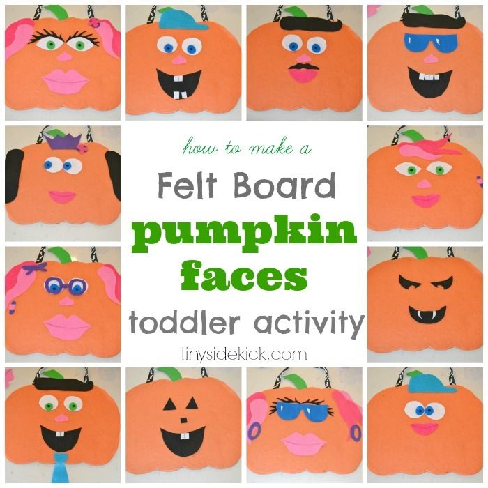 Halloween crafts for preschoolers: How to make felt board pumpkin faces at Tiny Sidekick