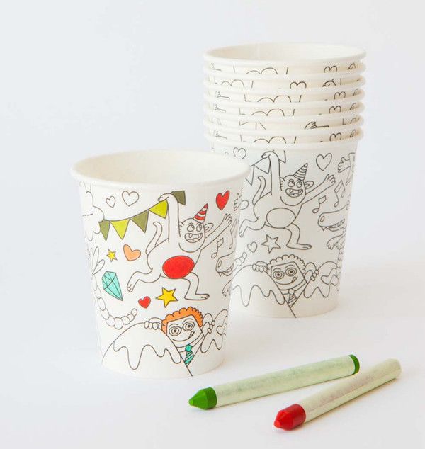 Adorable coloring cups from Oh Happy Day. Party genius.