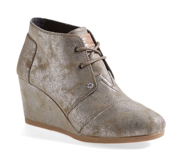 best fall ankle boots: TOMS desert wedges in gold