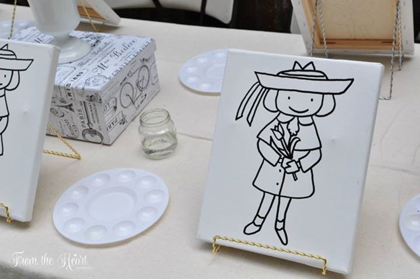 Madeline birthday party for kids: From the Heart Events painting activity
