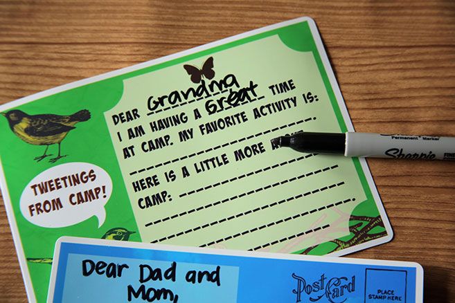 Sleepaway camp essentials: Fill-in-the-blank printable postcards from MyPrintly