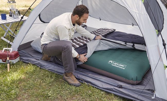 Tips for camping with kids: Bring sheets and blankets with an air mattress instead of fancy sleeping bags