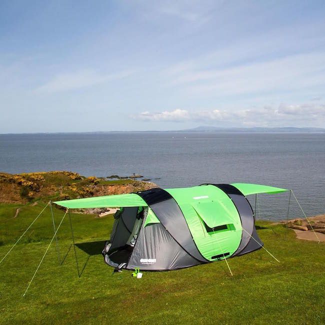 Amazing Father's Day gifts for dads who love camping: Never lose power with the Cinch pop-up, solar-powered camping tent. It actually charges your cell phone!