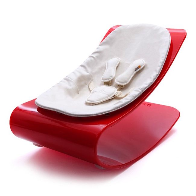 Modern baby bouncers go bold with this bright red Coco Plexistyle rocker from Bloom.