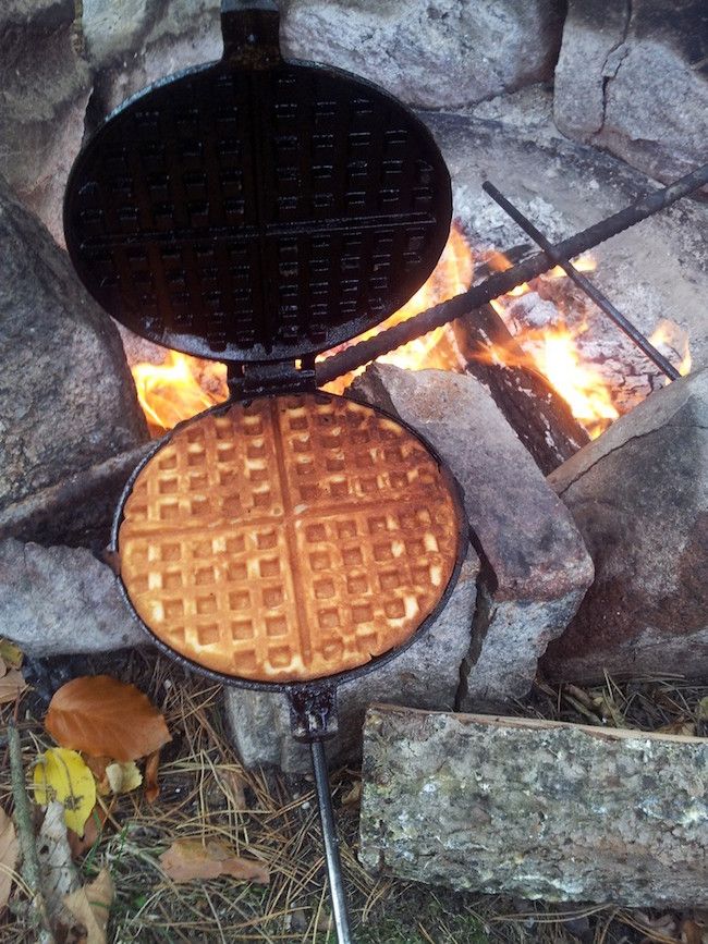 Belgian waffles over the campfire in the morning is a pretty great way to start your day.