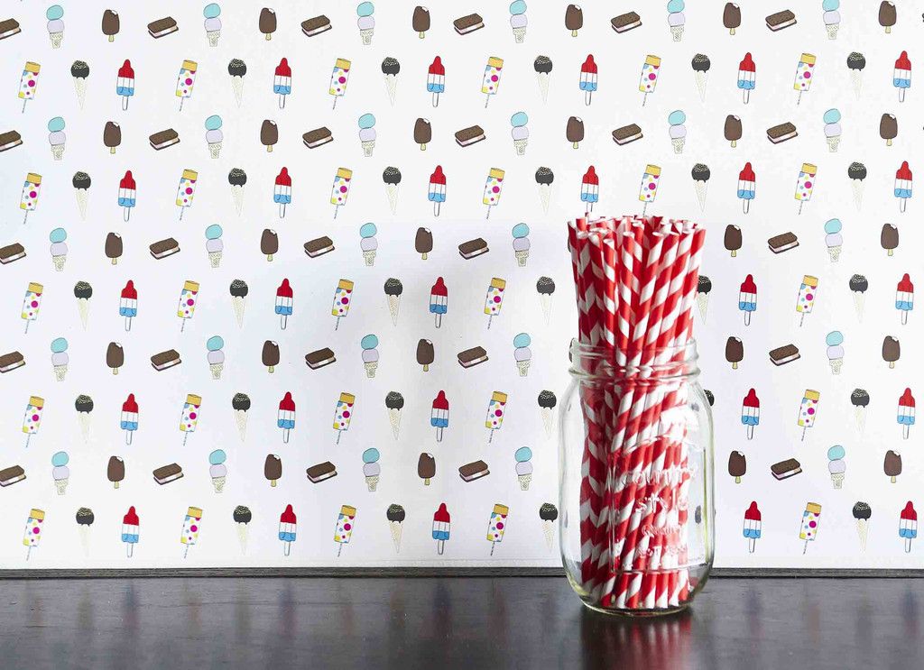 Your kids will dream of ice cream if you cover their walls in this cool peel-and-stick wallpaper by Alessandra Olanow at Chasing Paper