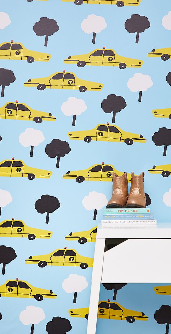 Whether your kid loves NYC or just loves cars, this taxi peel-and-stick wallpaper by illustrator Jordan Sondler is perfect for their room.
