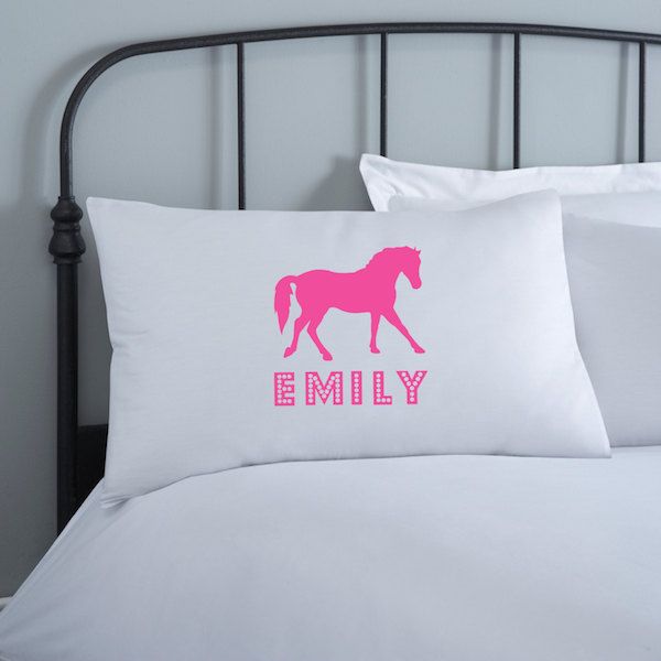 Affordable gifts for kids who love horses: A personalized pillowcase from Koko Blossom is perfect for sleepovers