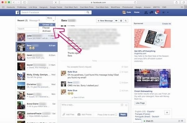 We figured out how to find our hidden messages on Facebook. Whoa, there was a lot there.