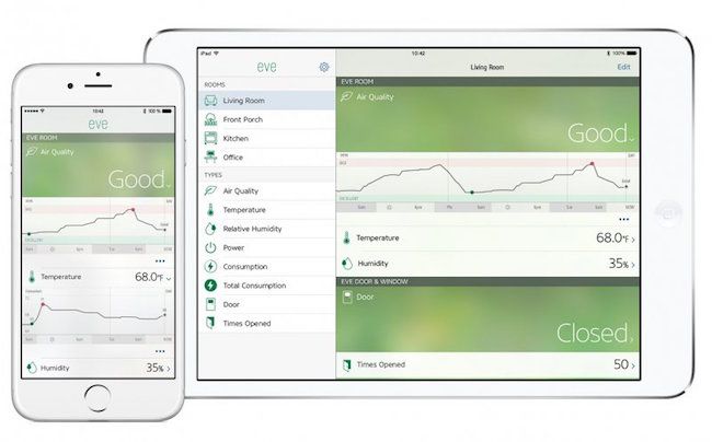 See the charts with your home's air quality over time with the Eve Room app.