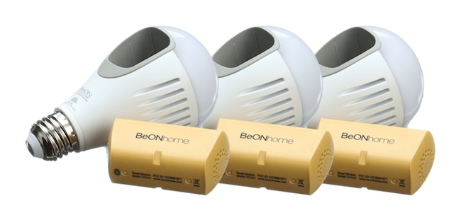 Bluetooth enabled BeON lightbulbs turn on when the doorbell rings, for realistic home protection.