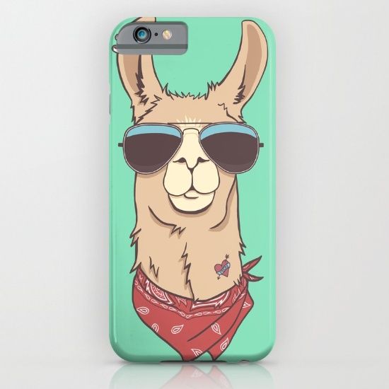 Hipster llama iPhone case on Society6