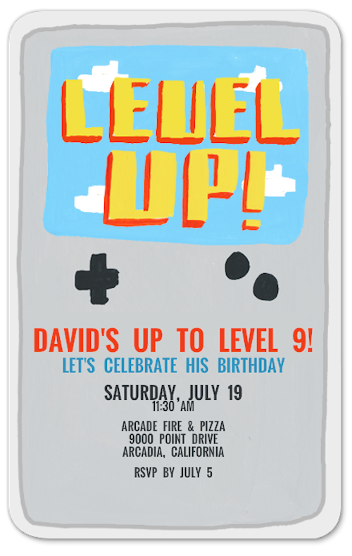 Coolest online invitations for kids parties | Gameboy invitation from Evite