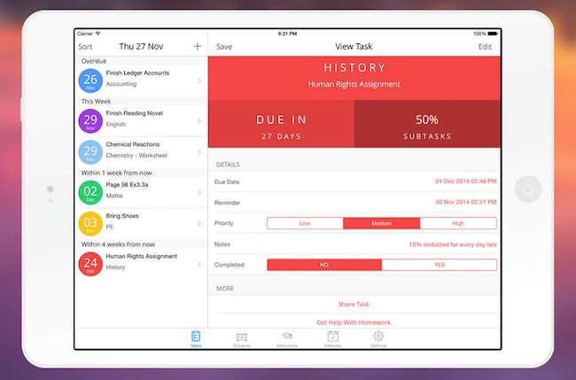 Best app for managing homework | The Homework App keeps it all in one beautifully organized location