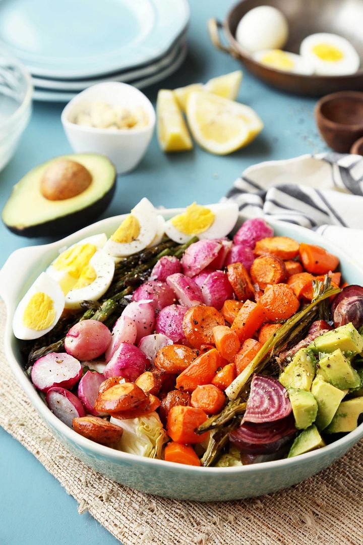 Cool Mom Eats weekly meal plan: Roasted Vegetable Cobb Salad at The Candid Appetite
