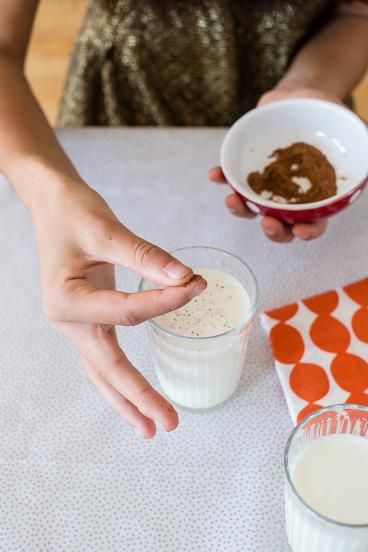 We're loving this easy -- and healthy! -- recipe for Eggnog Milk, which the kids can make themselves. Serve it hot or cold for a healthy alternative to the real thing. | ChopChop magazine