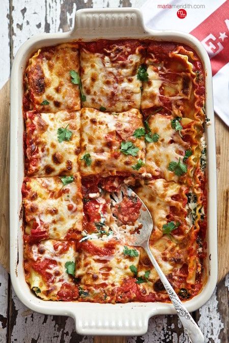 The straightforward method for this Family Favorite Vegetarian Lasagna makes it a great family friendly New Year's dinner recipe. | Marla Meredith