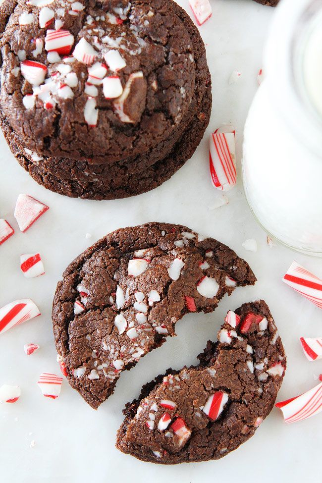 Delicious Christmas cookie recipes | Chocolate Peppermint Crunch cookies at Two Peas & their Pod