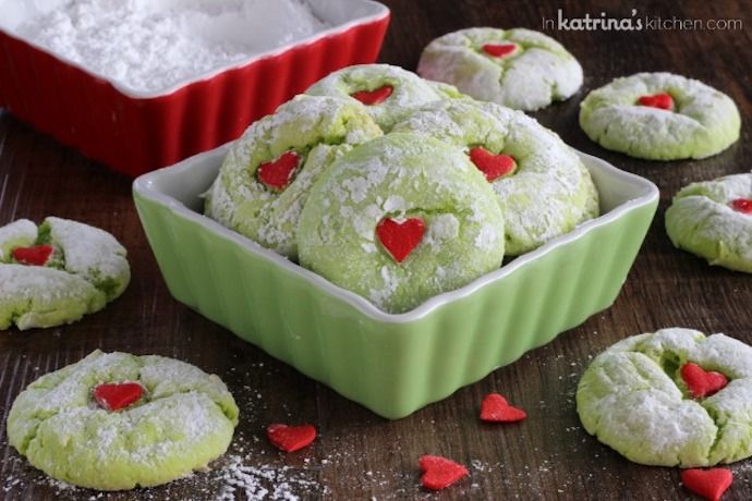 Delicious Christmas cookie recipes | Grinch cookies at In Katrina's Kitchen