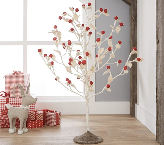 Red and White Tree from Pottery Barn Kids is perfect for the teddy bear party in a kid's bedroom.