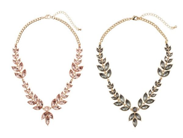 Statement jewelry under $50: Pink or black, this short necklace from H&M is long on charm.