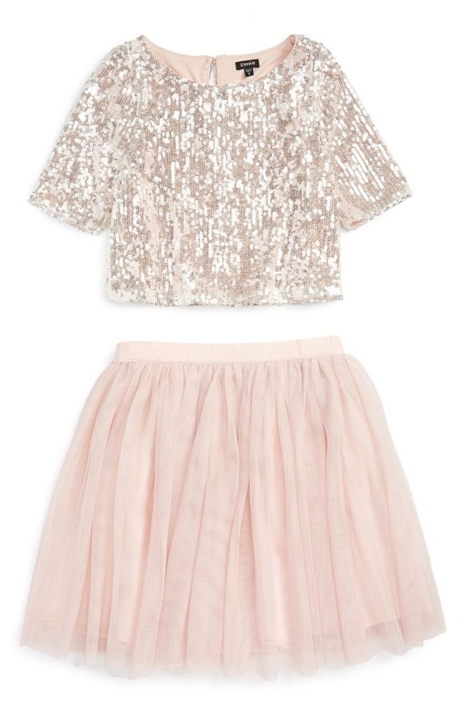 Best sparkly dresses for the holidays: Switch things up with this sweet two-piece set by Zunie at Nordstrom.