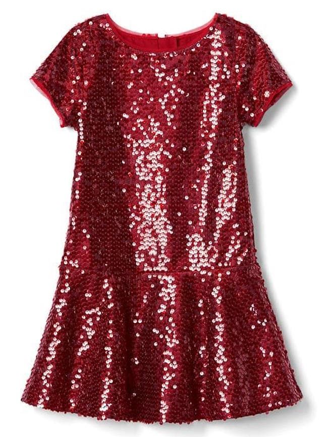 Best sparkly dresses for the holidays: This red sequined dress at the Gap will steal the show this holiday season.