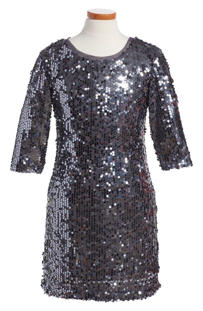 Best sparkly dresses for the holidays: This sparkly sheath by me.n.u at Nordstrom will keep you warm, because yay sleeves!