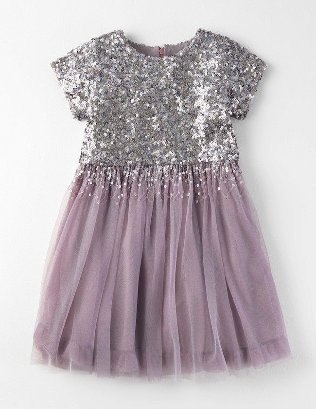 Best sparkly dresses for the holidays: This silver and lavender swing dress at Boden is festive and fancy.
