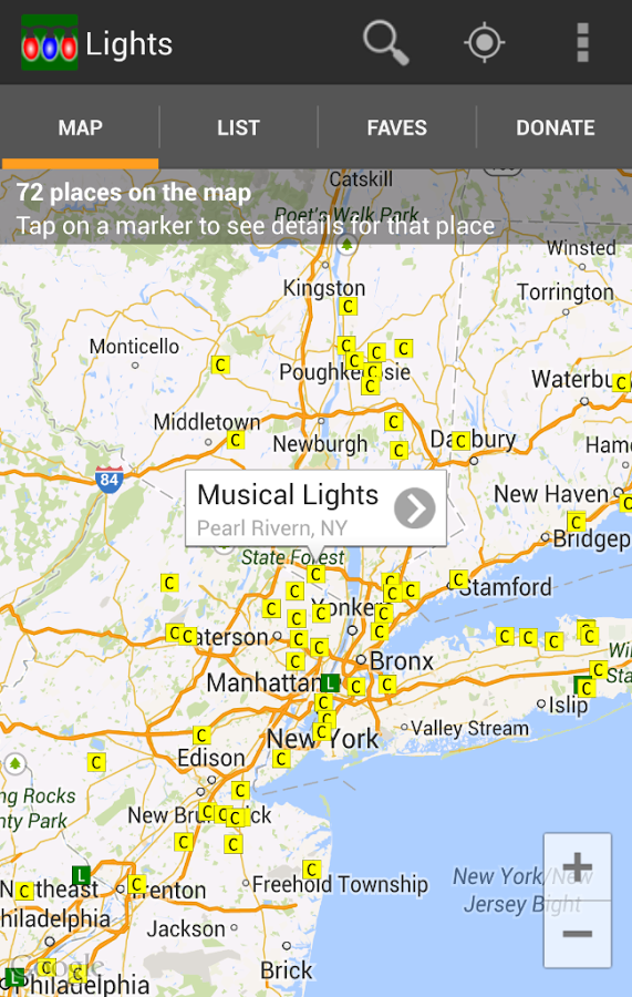 Christmas Lights Displays app shows you the best lights displays near your location.