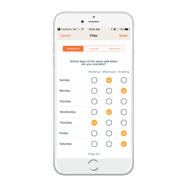 Search for volunteer opportunities by your schedule, in the free volunteer app Golden.