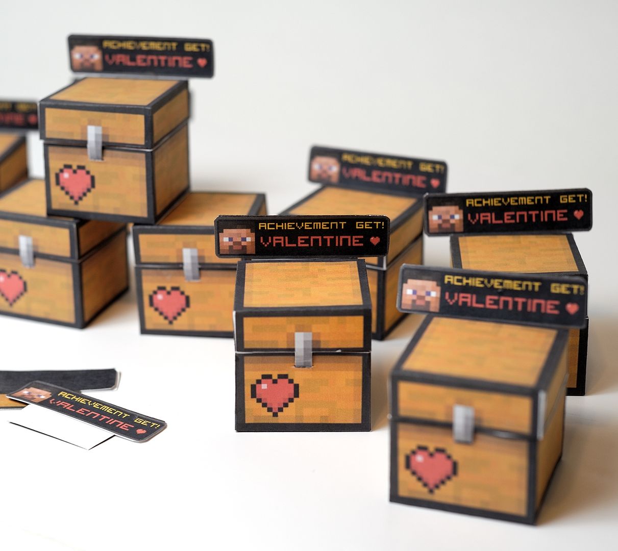 DIY free printable Minecraft Valentine's Day box cards from Pix Fiz