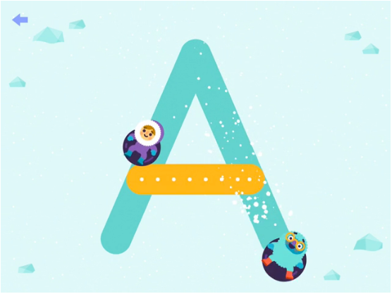 Letter tracing game on LumiKids Snow, a free app for both iOS and Android