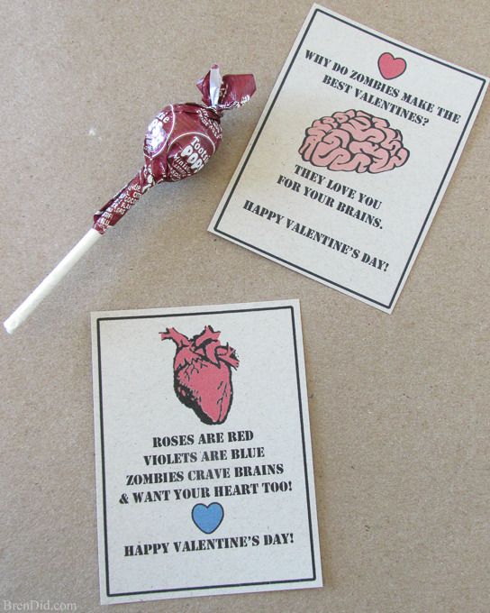 Bren Did's free printable zombie Valentine's Day cards