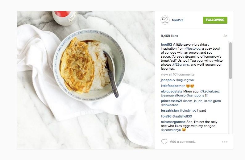 Good use of hashtags on Instagram: @Food52 creates hashtags especially for photographers who want their pictures regrammed
