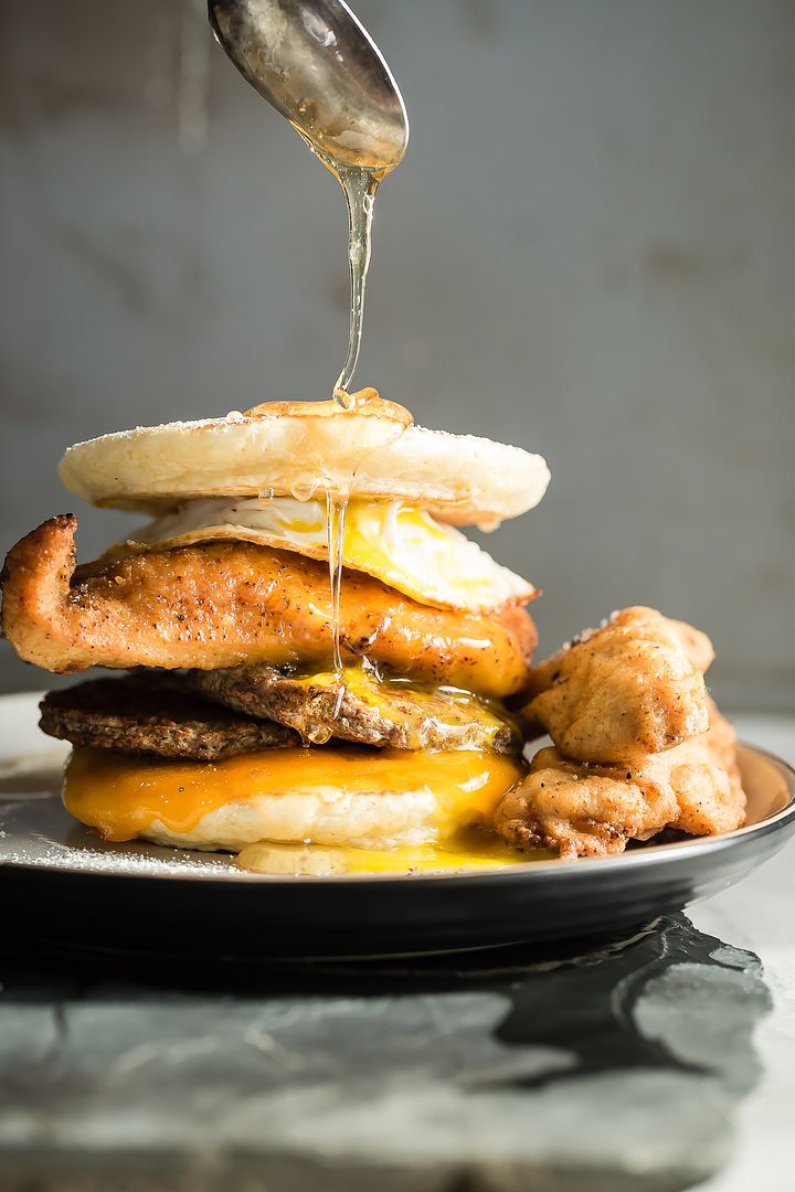 The mic drop of all special occasion meals—especially for Father's Day: Fried Chicken and Sausage Breakfast Sandwich | Foodness Gracious 