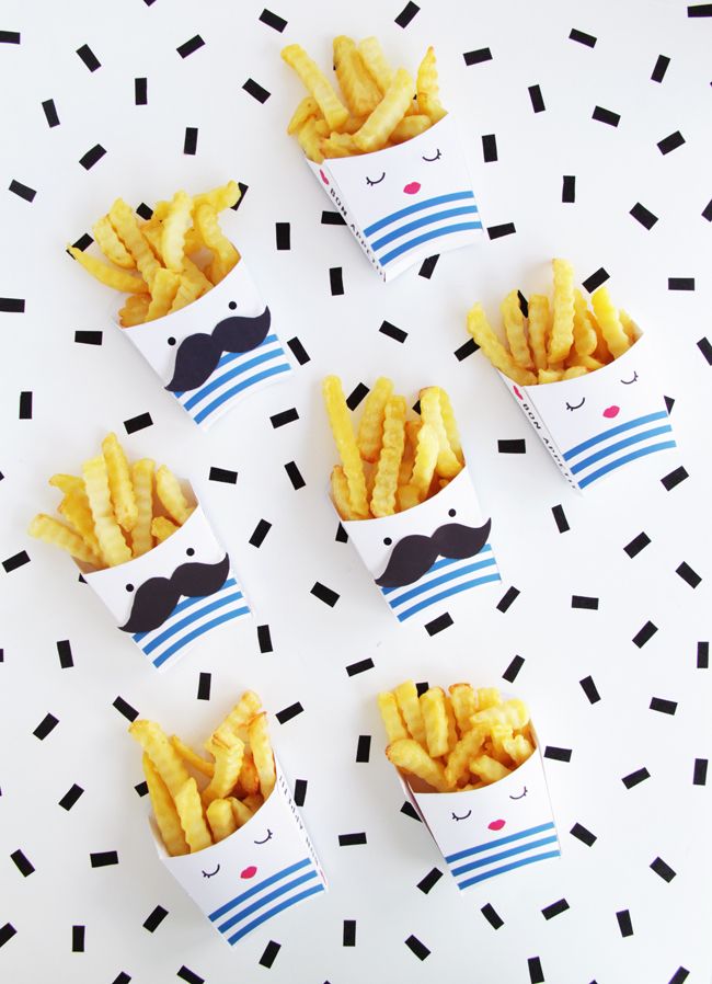 Print these adorable French Fry boxes at Design is Yay for your next cookout.