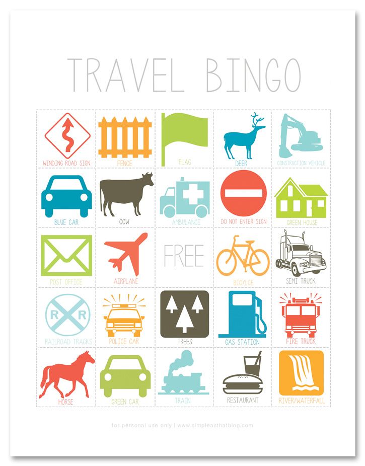Screen-free car games for kids:s: Travel Bingo printable from Simple as That