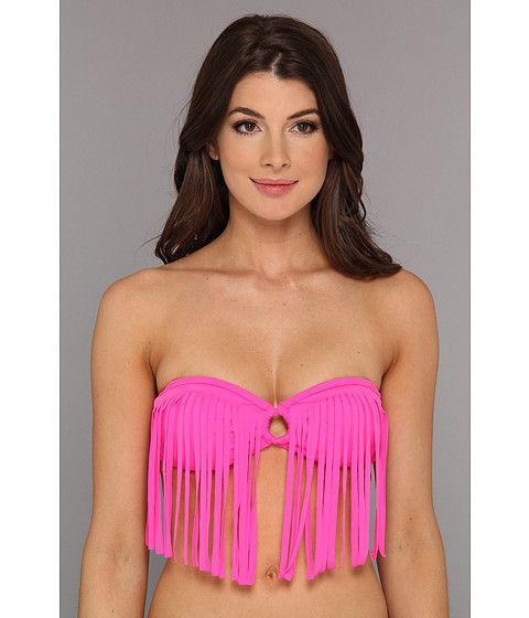 Fringe bikini tops: Pink bandeau by Roxy on sale at 6pm