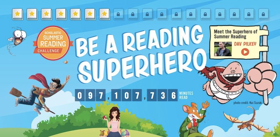 Free summer reading challenges for kids: Scholastic Be a Reading Superhero